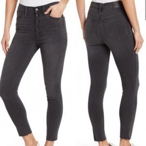 Madewell 10 inch high rise skinny black pants with fray
